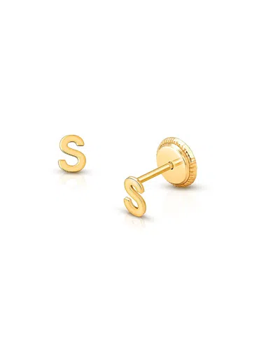 TINY BLESSINGS GIRLS' 14K GOLD TINY INITIAL STUDS SCREW BACK EARRINGS - LITTLE KID, BIG KID