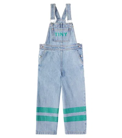 TINYCOTTONS STRIPES LOGO DENIM OVERALLS