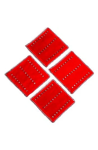 TIRAMISU TIRAMISU EMBROIDERED SET OF 4 COCKTAIL NAPKINS