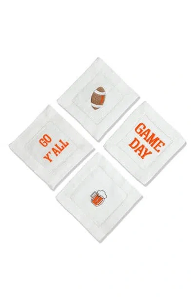 TIRAMISU TIRAMISU SET OF 4 EMBROIDERED LINEN NAPKINS