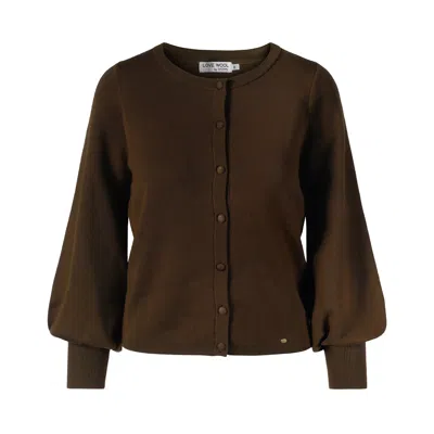 TIRILLM WOMEN'S "AVA" MERINO WOOL CARDIGAN WITH BALLOON SLEEVES - ARMY GREEN