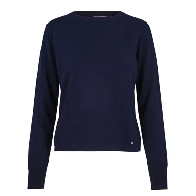 TIRILLM WOMEN'S SASHA BASIC CASHMERE PULLOVER WITH ROUND NECK, NAVY BLUE
