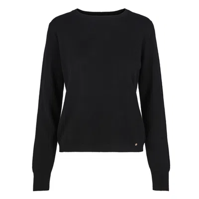 TIRILLM WOMEN'S STATUS SASHA BASIC CASHMERE PULLOVER WITH ROUND NECK, BLACK