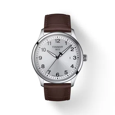TISSOT TISSOT GENT XL SILVER DIAL BROWN LEATHER MEN'S 42MM WATCH T1164101603700