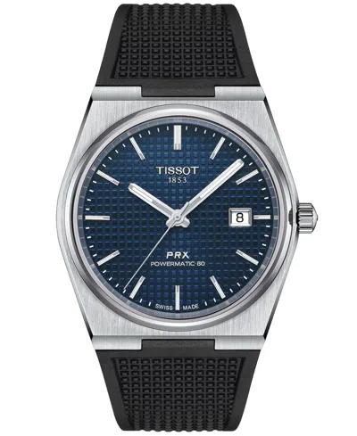 TISSOT MEN'S SWISS AUTOMATIC PRX BLACK RUBBER STRAP WATCH 40MM