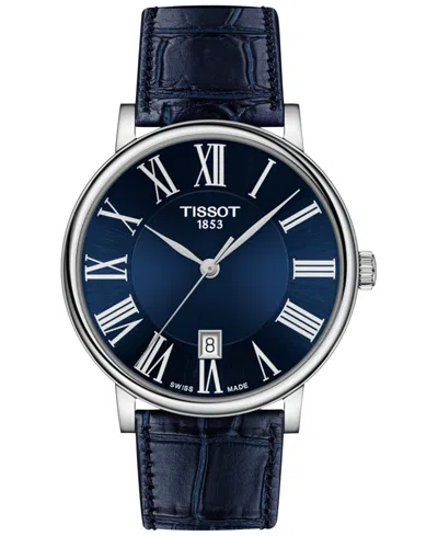 TISSOT MEN'S SWISS CARSON PREMIUM BLUE LEATHER STRAP WATCH 40MM