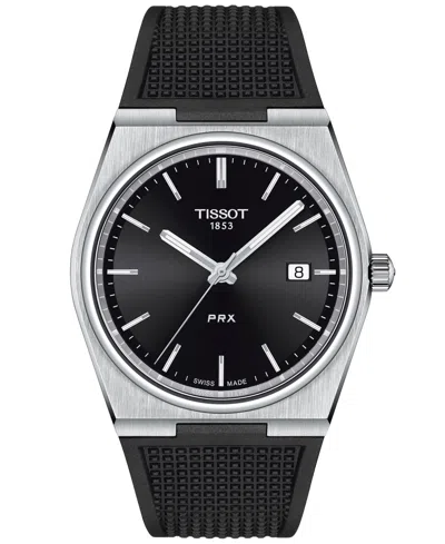 TISSOT MEN'S SWISS PRX BLACK RUBBER STRAP WATCH 40MM
