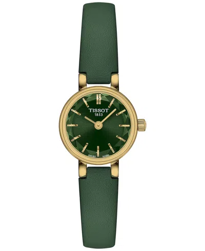 TISSOT WOMEN'S SWISS LOVELY GREEN LEATHER STRAP WATCH 20MM