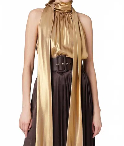 TOCCIN HATTIE SLEEVELESS TIE-NECK TOP IN ANTIQUE GOLD