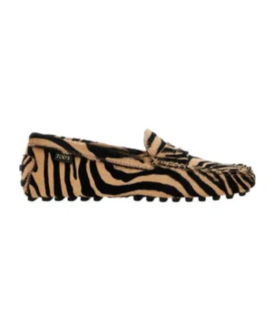 TOD'S TOD'S GOMMINO ZEBRA PRINTED LOAFERS