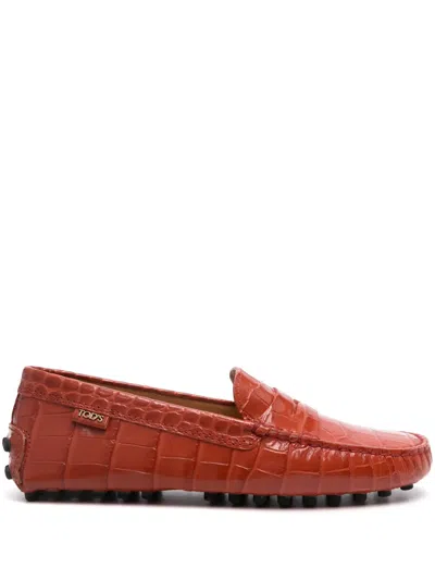 TOD'S GOMMINO CROCODILE-EFFECT LOAFERS