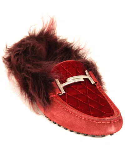 TOD'S TODS GOMMINO SUEDE & VELVET MOCCASIN