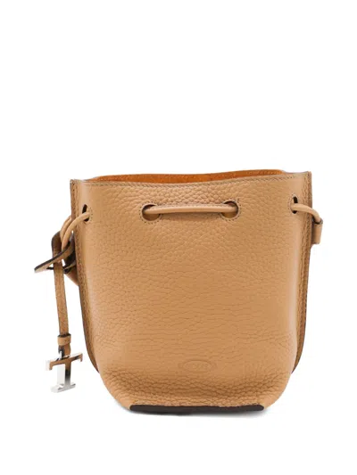 TOD'S LEATHER DRAWSTRING BUCKET BAG