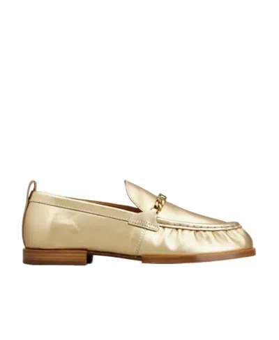 TOD'S LOGO-PLAQUE METALLIC-FINISH LOAFERS
