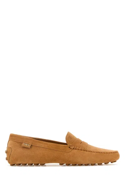 TOD'S TOD'S PEACH SUEDE LOAFERS
