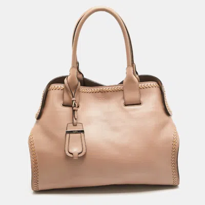 TOD'S ROSE POUDRE LEATHER CAPE TOTE