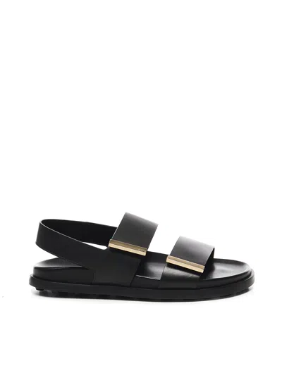 TOD'S TOD'S BLACK CALFSKIN SANDAL