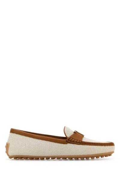 TOD'S TOD'S SAND FABRIC CITY LOAFERS