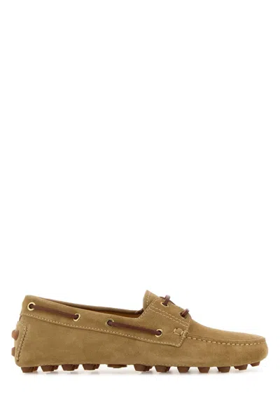 TOD'S TOD'S BEIGE SUEDE BUBBLE LOAFERS