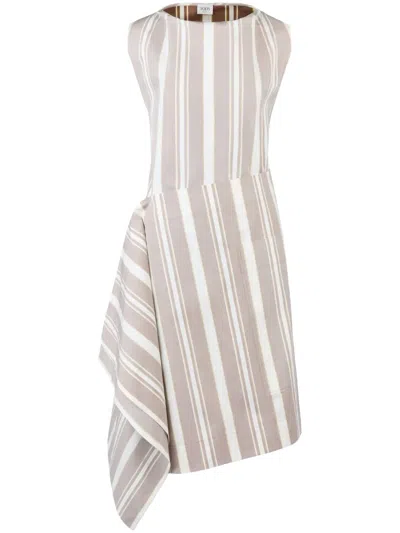 TOD'S STRIPED ASYMMETRIC SHIFT DRESS