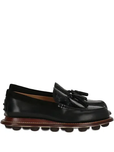 TOD'S TASSEL-EMBELLISHED BUBBLE SOLE LOAFERS