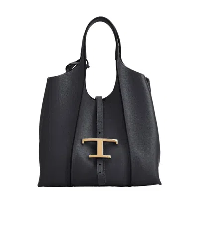 TOD'S TOD'S TIMELESS LOGO PLAQUE TOTE BAG