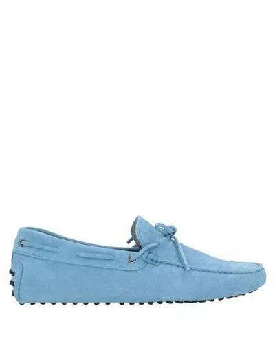 TOD'S TOD'S MAN LOAFERS SKY BLUE SIZE 8 LEATHER