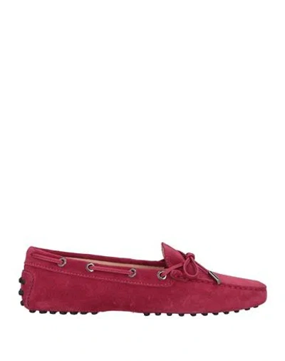 TOD'S TOD'S WOMAN LOAFERS MAGENTA SIZE 8 SOFT LEATHER