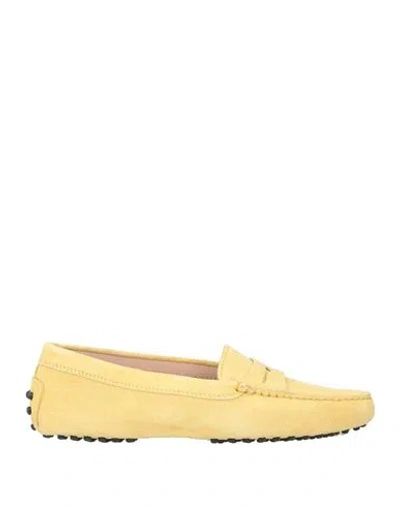 TOD'S TOD'S WOMAN LOAFERS PASTEL YELLOW SIZE 8 LEATHER