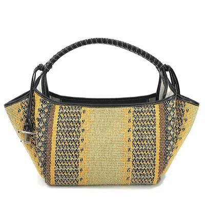 TOD'S TOD'S YELLOW LEATHER TWEED HANDBAG (PRE-OWNED)