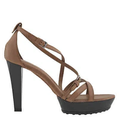 TOD'S TODS WOMENS LEATHER SANDALS LIGHT TOBACCO, BRAND SIZE 41 ( US SIZE 11 )