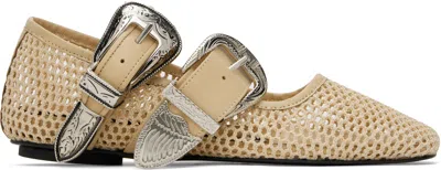 TOGA SSENSE EXCLUSIVE BEIGE CROCHET NET JET BALLERINA FLATS