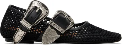 TOGA SSENSE EXCLUSIVE BLACK CROCHET NET JET BALLERINA FLATS