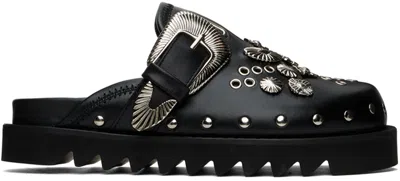 TOGA SSENSE EXCLUSIVE BLACK EYELET METAL SABOT LOAFERS