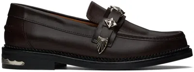 TOGA SSENSE EXCLUSIVE BROWN METAL LOAFERS