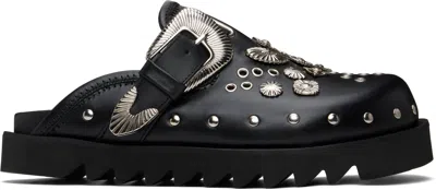 TOGA VIRILIS BLACK EYELET METAL SABOT SLIP-ON LOAFERS