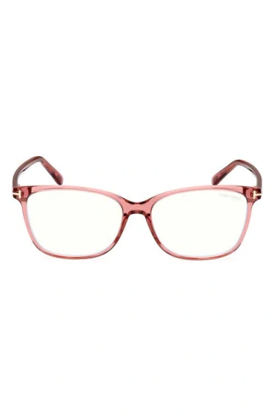 TOM FORD TOM FORD 56MM RECTANGULAR BLUE LIGHT BLOCKING GLASSES