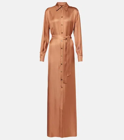 TOM FORD BELTED SILK TWILL SHIRT DRESS