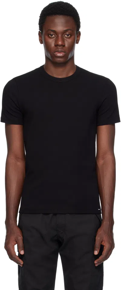 TOM FORD BLACK COTTON STRETCH JERSEY T-SHIRT