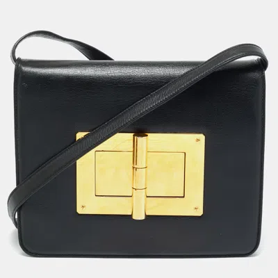 TOM FORD BLACK LEATHER LARGE NATALIA SHOULDER BAG