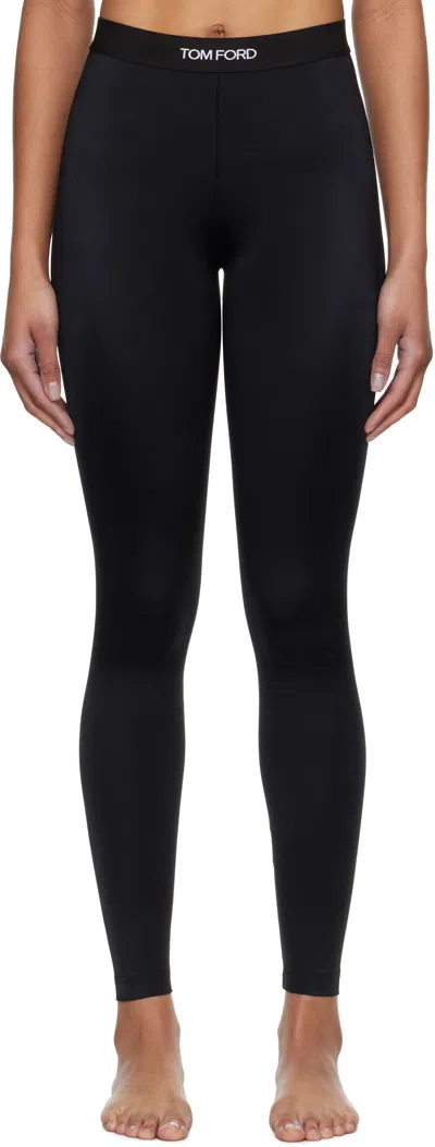 TOM FORD BLACK LUSTROUS SIGNATURE LEGGINGS