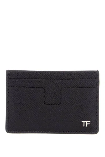 TOM FORD BLACK MINIMALIST CALFSKIN CREDIT CARD HOLDER