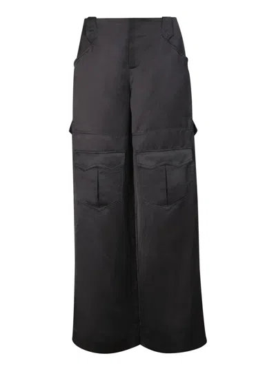 TOM FORD BLACK SATIN CARGO TROUSERS