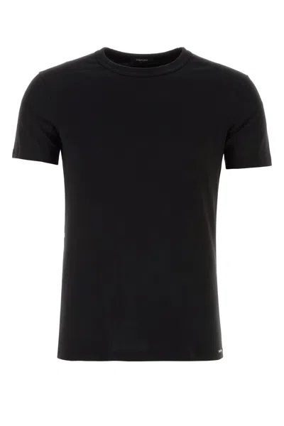 TOM FORD BLACK STRETCH COTTON BLEND T-SHIRT