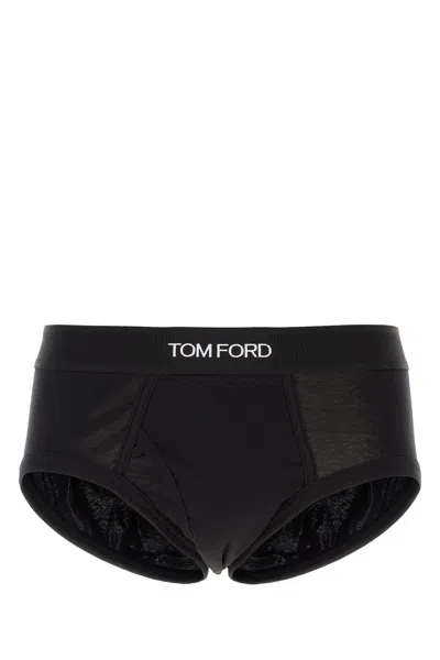 TOM FORD BLACK STRETCH COTTON SLIP SET