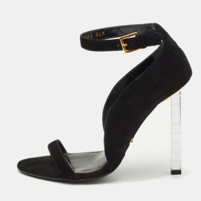 TOM FORD BLACK SUEDE ANKLE STRAP SANDALS SIZE 37