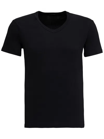 TOM FORD BLACK V-NECK T-SHIRT SHORT SLEEVES IN COTTON STRETCH MAN