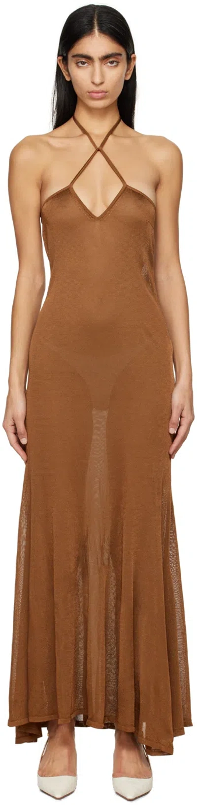 TOM FORD BROWN SLINKY MAXI DRESS