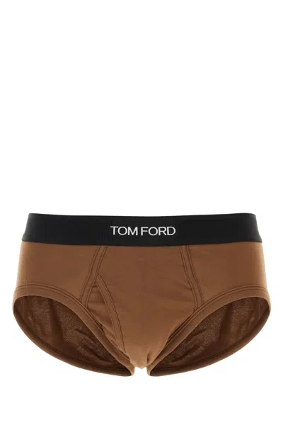 TOM FORD BROWN STRETCH COTTON BRIEF