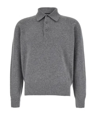 TOM FORD TOM FORD BUTTON DETAILED LONG-SLEEVED POLO SHIRT